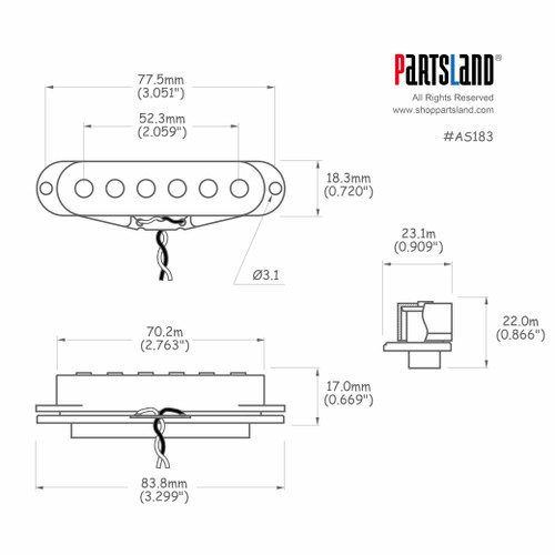 Flat Pole Single coil Pickup / Ceramic Flat Pole Single coil Pickup / Ceramic
