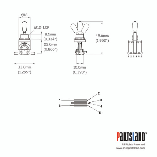 <drop>3-way Toggle Switch With 6 Pins