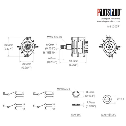 PRS style 3-way Rotary Switch