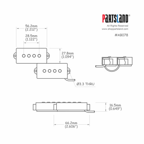 4-string P-bass  Glossy Covered Pickup / Alnico 5
