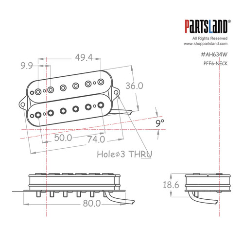 Fanned Fret Allen Poles Humbucker Pickup / Alnico 5 Fanned Fret Allen Poles Humbucker Pickup / Alnico 5