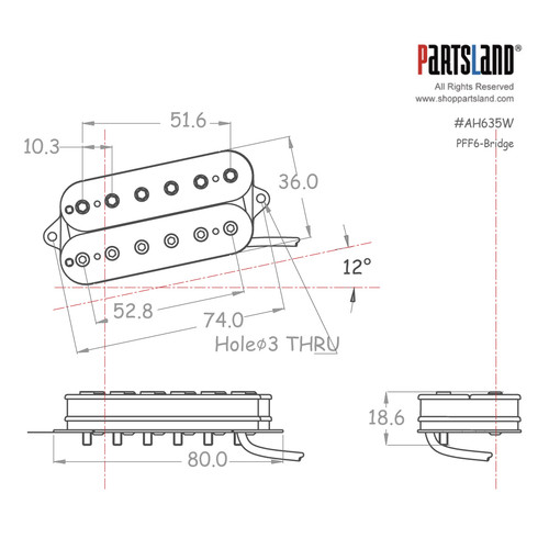 Fanned Fret Allen Poles Humbucker Pickup / Alnico 5 Fanned Fret Allen Poles Humbucker Pickup / Alnico 5