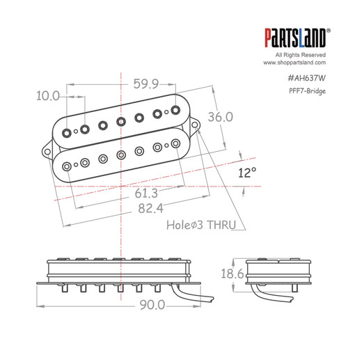 7-string Fanned Fret Allen Poles Humbucker Pickup / Alnico 5 7-string Fanned Fret Allen Poles Humbucker Pickup / Alnico 5