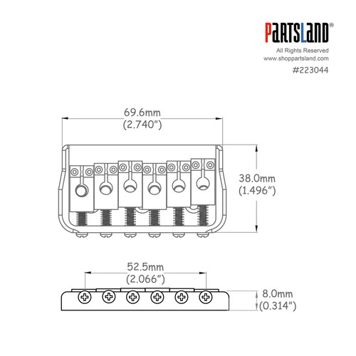 Thick Block Brass Hard Tail Bridge with  PRS type Saddle