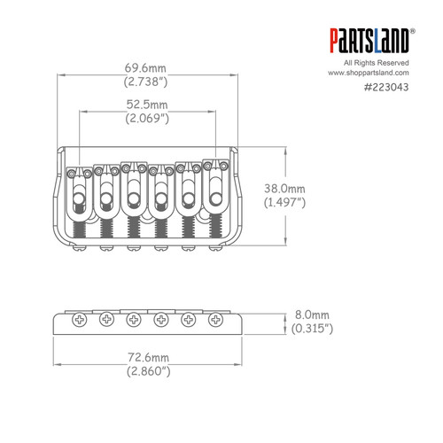Thick Block Brass Hard Tail Bridge