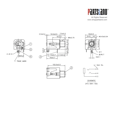 1/4" Stereo Phone Jack / 3-Lug