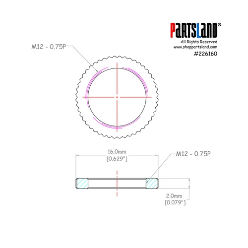 Toggle Switch Nut, M12-0.75P