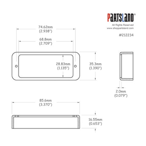 Flat Mini Humbucker Mounting Ring Long / MHBL