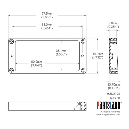 7-string Flat and Slant Humbucker Mounting Ring / MT75