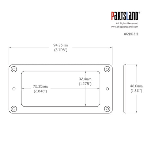 Flat Metal Humbucker Mounting Ring / HBLM