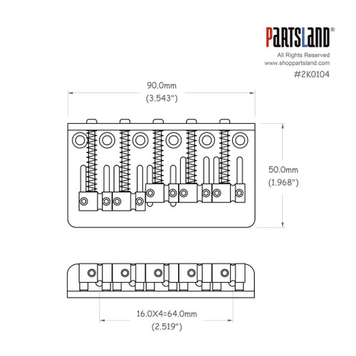 Vintage style 5-string Bass Bridge/64mm