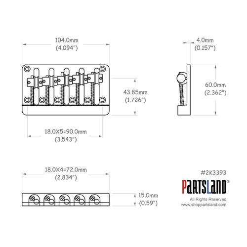 Open Rail Plate 5-string Bass Bridge Open Rail Plate 5-string Bass Bridge