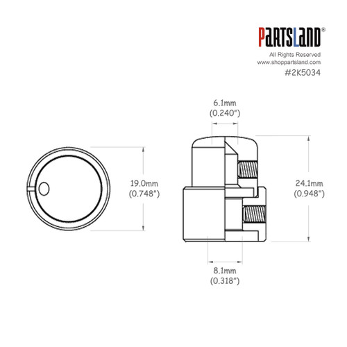 Half Dome Big Dot Dual Knob / Brass