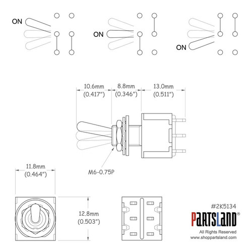 Mini Toggle Switches On-On-On DPDT