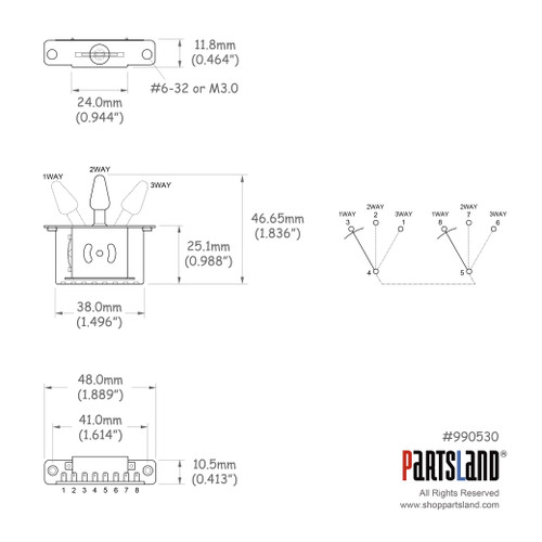 PCB type 3-way Lever Switch