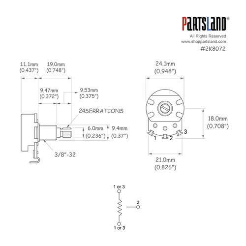 Heavy Duty 3/8" Bushing Single Pots / Inch Shaft