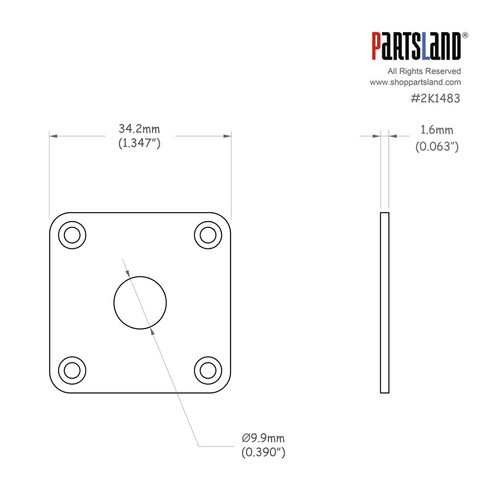 Les Paul Style Flat Metal Jack Plate