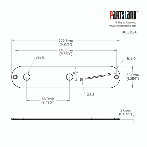 Telecaster Control Plate Slanted Switch