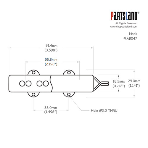 4-string J-bass Non-exposed Pickup  / Alnico 5