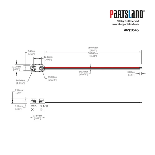 Battery Snap Wire - 300 mm
