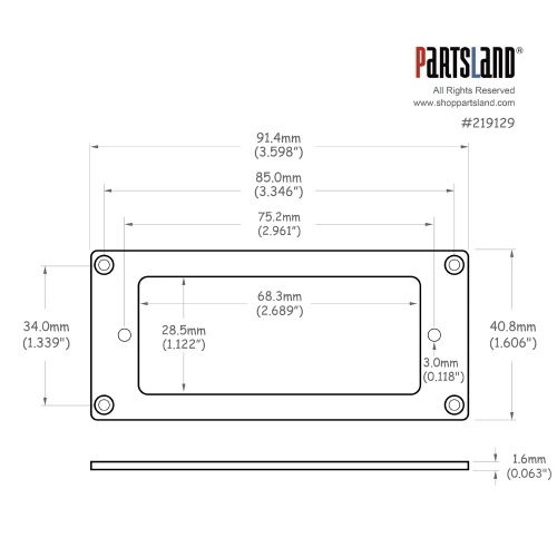 Flat Metal Mini Humbucker Mounting Ring / MTM91
