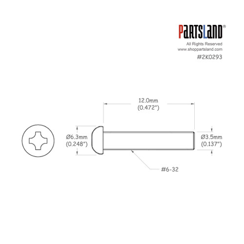 Lever Switch Mounting Screw Phillips Head #6-32×12