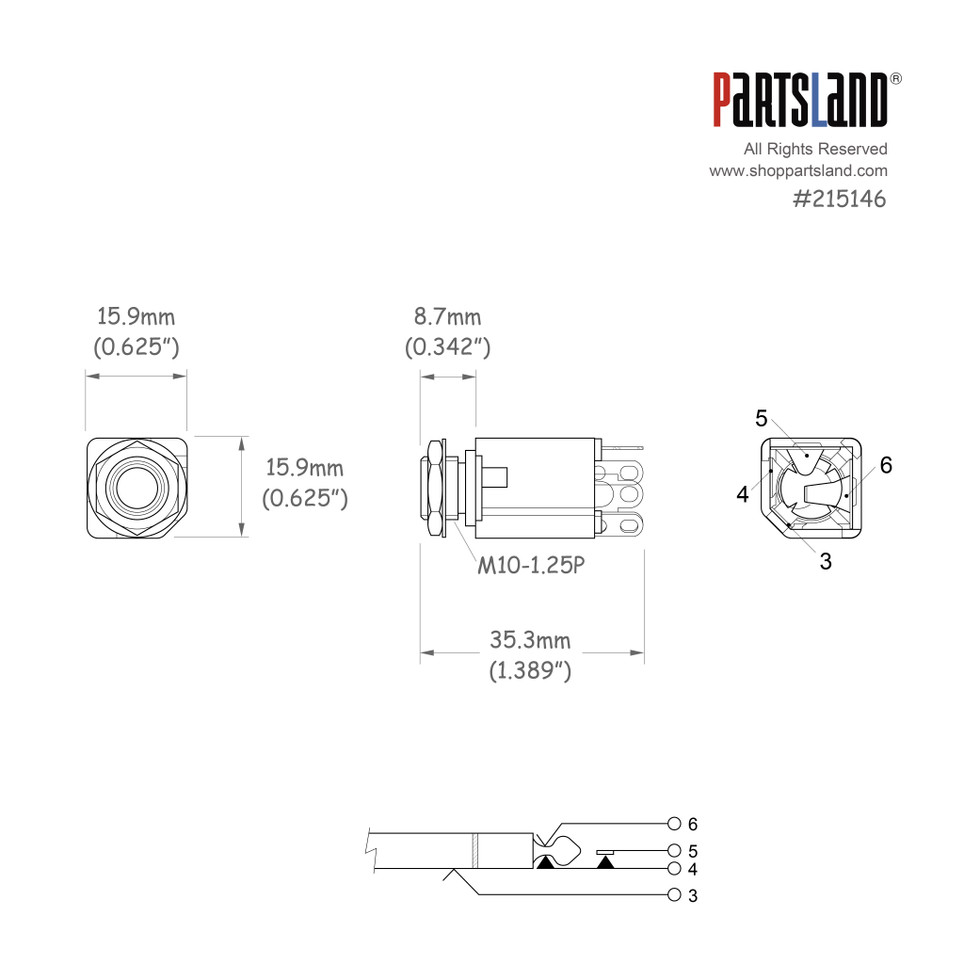 Conector USB-C Hembra Smd 6 pin vertical