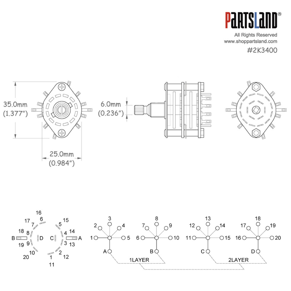 PRS style 5way Rotary Switch