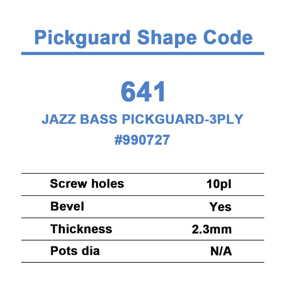 Jazz Bass Pickguard-3ply