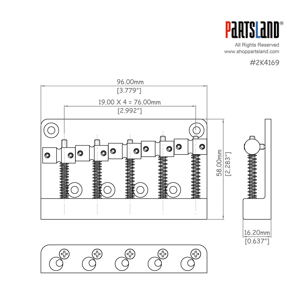 Thick Block 5-string Bass Bridge