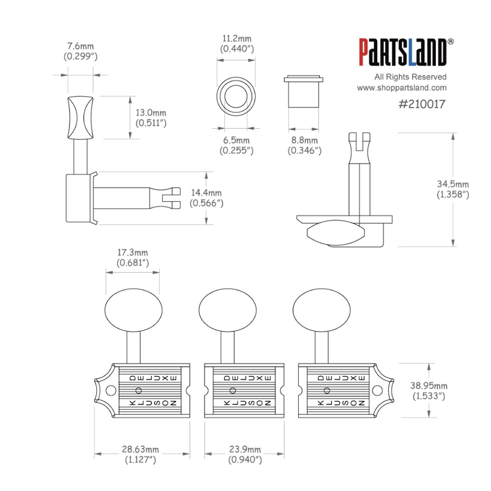 Kluson 6InLine Deluxe Series Tuners