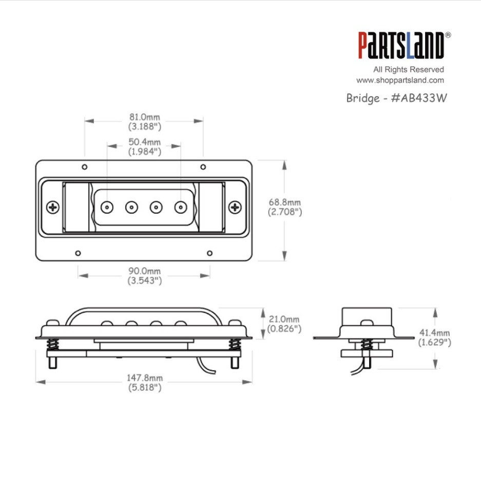 Rickenbacker style 4string bass Bridge Pickup / Ceramic
