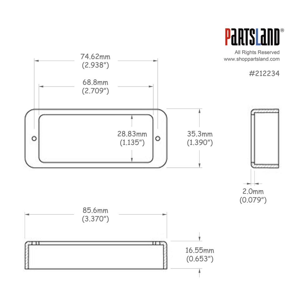 Flat Mini Humbucker Mounting Ring Long / MHBL