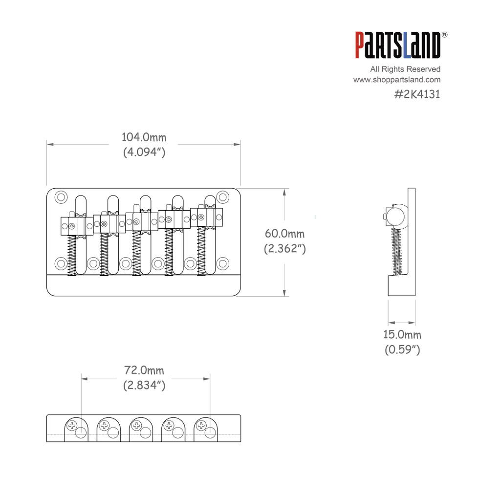 Piezo Saddle Bass Bridge with Open Rail Plate / 5-string