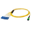 65ft - 2m 8-Fiber Singlemode MPOAPC Female no guide pins to 8x LCUPC clipped in pairs OFNP