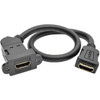Tripp Lite 1ft HDMI Coupler Keystone Panel Mount Angled FF Black 1 - 1 ft HDMI AV Cable for Home Theater System Monitor Blu-ray - P164-001-KPA-BK