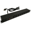 19 Inch 8 Outlet Horizontal Rack Mount Power Strip - 6ft Cord 5-15P Plug 5-15R Front Receptacles FN-1582T8A1BK