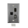 Single Gang SS Wall Plate Kit 1x HDMI 1x USB 1x CAT6 FN-WPK-SS-106