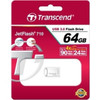 Transcend JetFlash 710 USB 30 Flash Drive - 64 GB - USB 30 - Silver - Ergonomic Dust Resistant Shock Resistant Water Resistant TS64GJF710S