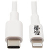Tripp Lite USB-C to Lightning Cable MM White 3 ft 09 m - 3 ft LightningUSB Data Transfer Cable for iPhone iPad iPod Wall M102-003-WH