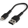 StarTechcom 6 inch15cm Durable Black USB-A to Lightning Cable Rugged Heavy Duty ChargingSync Cable for Apple iPhoneiPad MFi - of RUSBLTMM15CMB