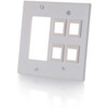 C2G Decora Compatible Cutout with Four Keystone Double Gang Wall Plate - White - 2-gang - White - Metal 41341