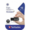 Verbatim 16GB Ergo USB Flash Drive - Black - 16 GB - USB 20 - Black - Lifetime Warranty 70875