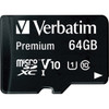 Verbatim 64GB Premium microSDXC Memory Card with Adapter UHS-I V10 U1 Class 10 - 70 MBs Read - Lifetime Warranty 44084