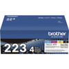 Brother TN223 Original Standard Yield Laser Toner Cartridge - Multi-pack - Black Cyan Magenta Yellow - 4  Box - 1400 Pages Black TN2234PK