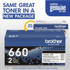 Brother TN-660 Original High Yield Laser Toner Cartridge - Twin-pack - Black - 2  Box - 2600 Pages Black Per Cartridge TN6602PK