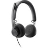 Logitech Zone 750 Wired On-Ear Headset with advanced noise-canceling microphone simple USB-C and included USB-A adapter for all - - 981-001103