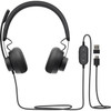 Logitech Zone 750 Wired On-Ear Headset with advanced noise-canceling microphone simple USB-C and included USB-A adapter for all - - 981-001103