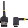 StarTechcom 6tf 2m USB A to C Charging Cable Right Angle Heavy Duty Fast Charge USB-C Cable Durable and Rugged Aramid Fiber 3A - R2ACR-2M-USB-CABLE