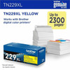 Brother Original High Yield Laser Toner Cartridge - Yellow - 1 Each - 2300 Pages TN229XLY